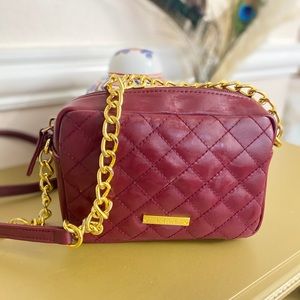 IMAN Crossbody Leather Red Quilted Bag